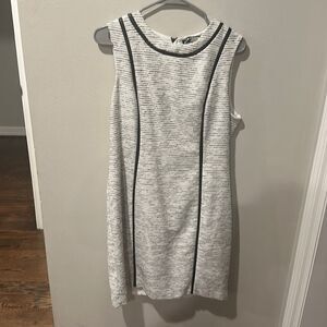 Karl Lagerfeld Sleeveless Faux Leather-Trim Sheath Dress Sz 12